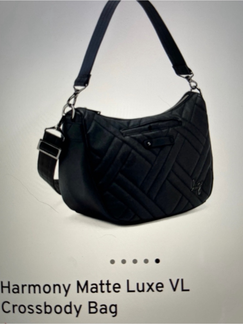 LUG - NWOT- Harmony Matte Luxe Vegan Leather Crossbody/Shoulder Bag - Black Onyx - Picture 8 of 14